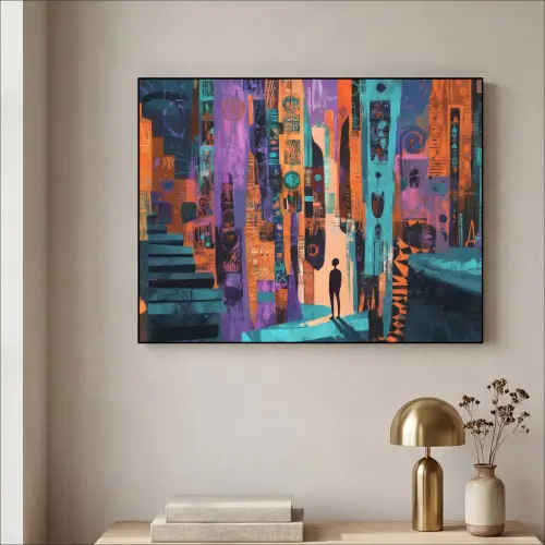 Abstract - Figuren - Kleurrijk Textielframe - compleet frame klein -sfeer2