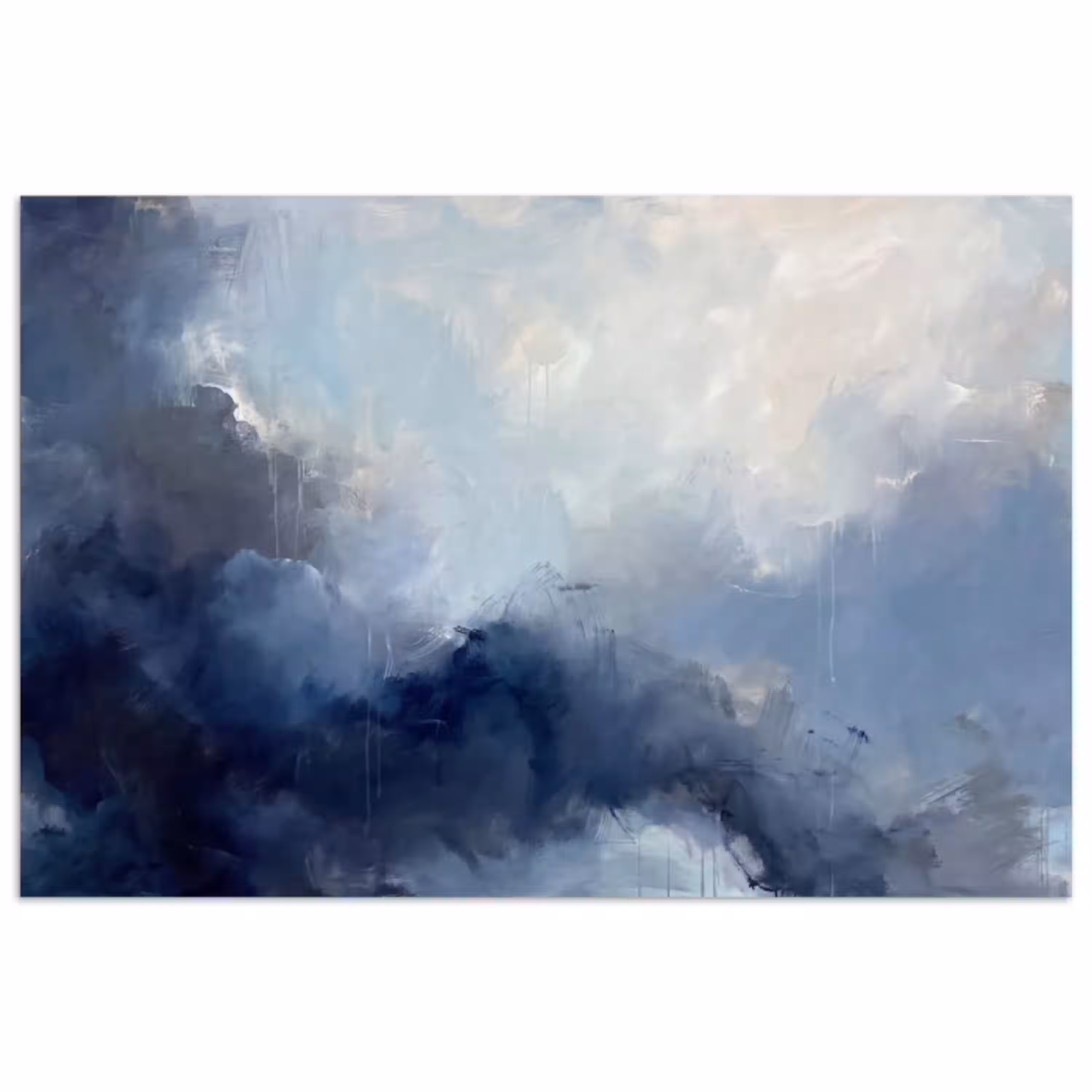 Abstract - Wolken - Modern - Blauw - Kunst poster papier klein -3d