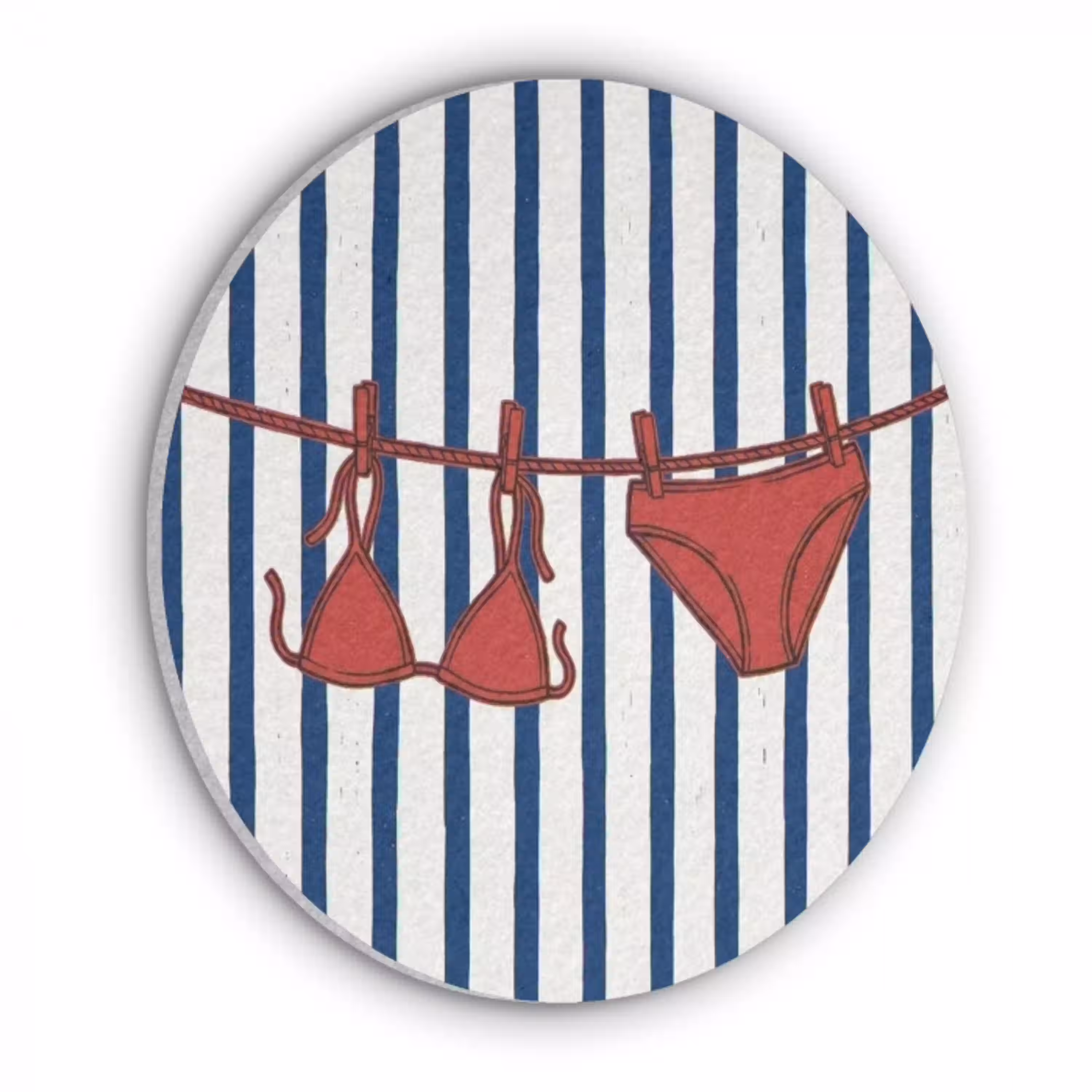Badkleding - Waslijn - Zomer - Illustratie - Rood Akoestische PET Vilt - Rond klein -3d