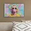 Vrouw - Blond - Roze kauwgom - Kleurrijk - Pastel canvas 2cm klein -sfeer3