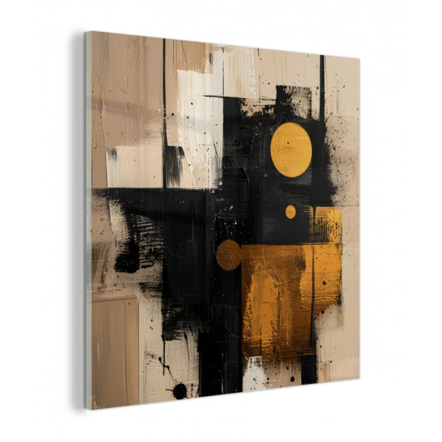 Abstract - Zwart - Goud - Modern plexiglas 5mm klein -z3d