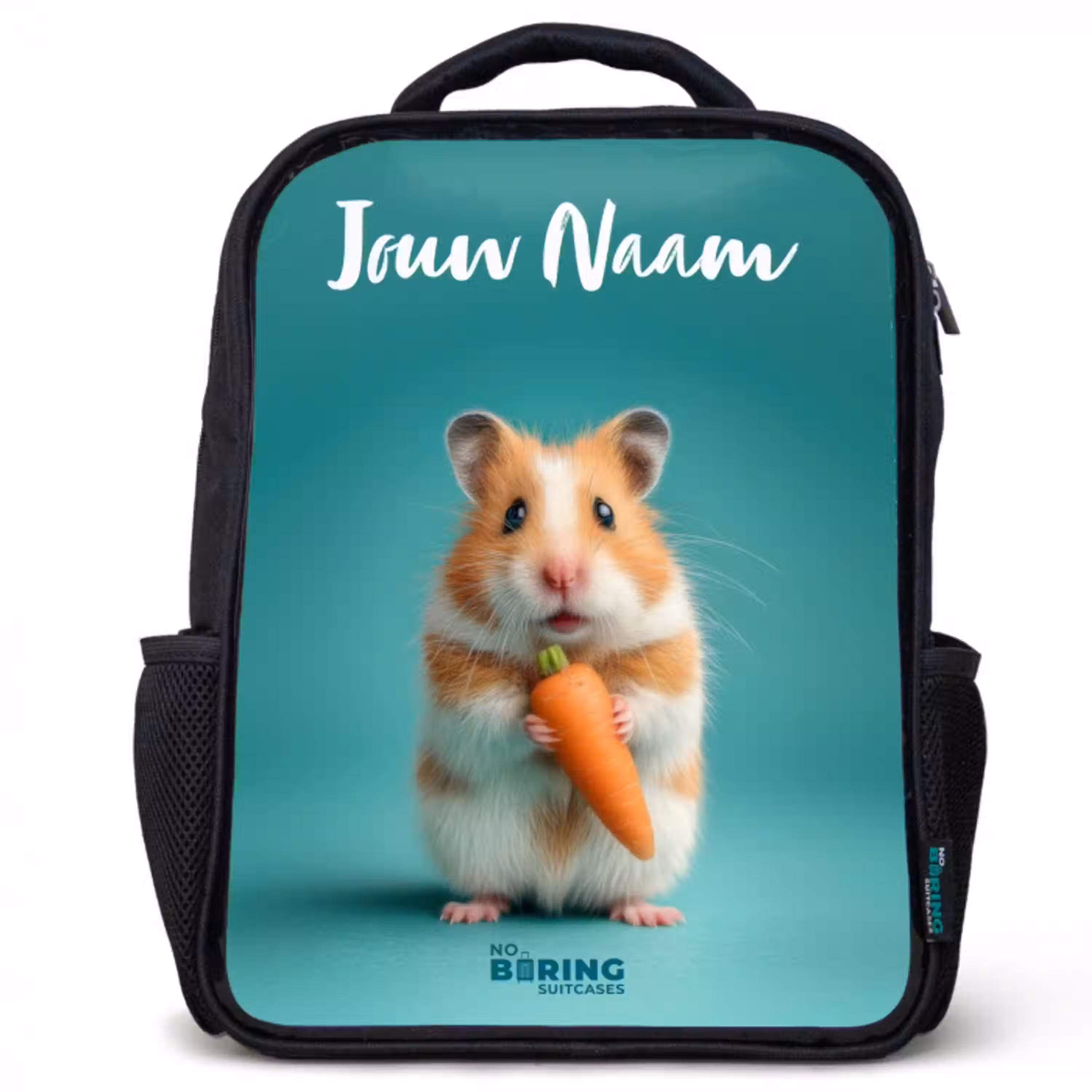 Hamster - Wortel - Dier Rugzak - Zwart middel -3d