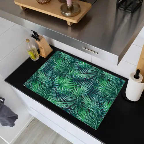 Blauw - Palmbladeren - Afsnijding Inductie beschemer met haakjes klein 777 -sfeer1