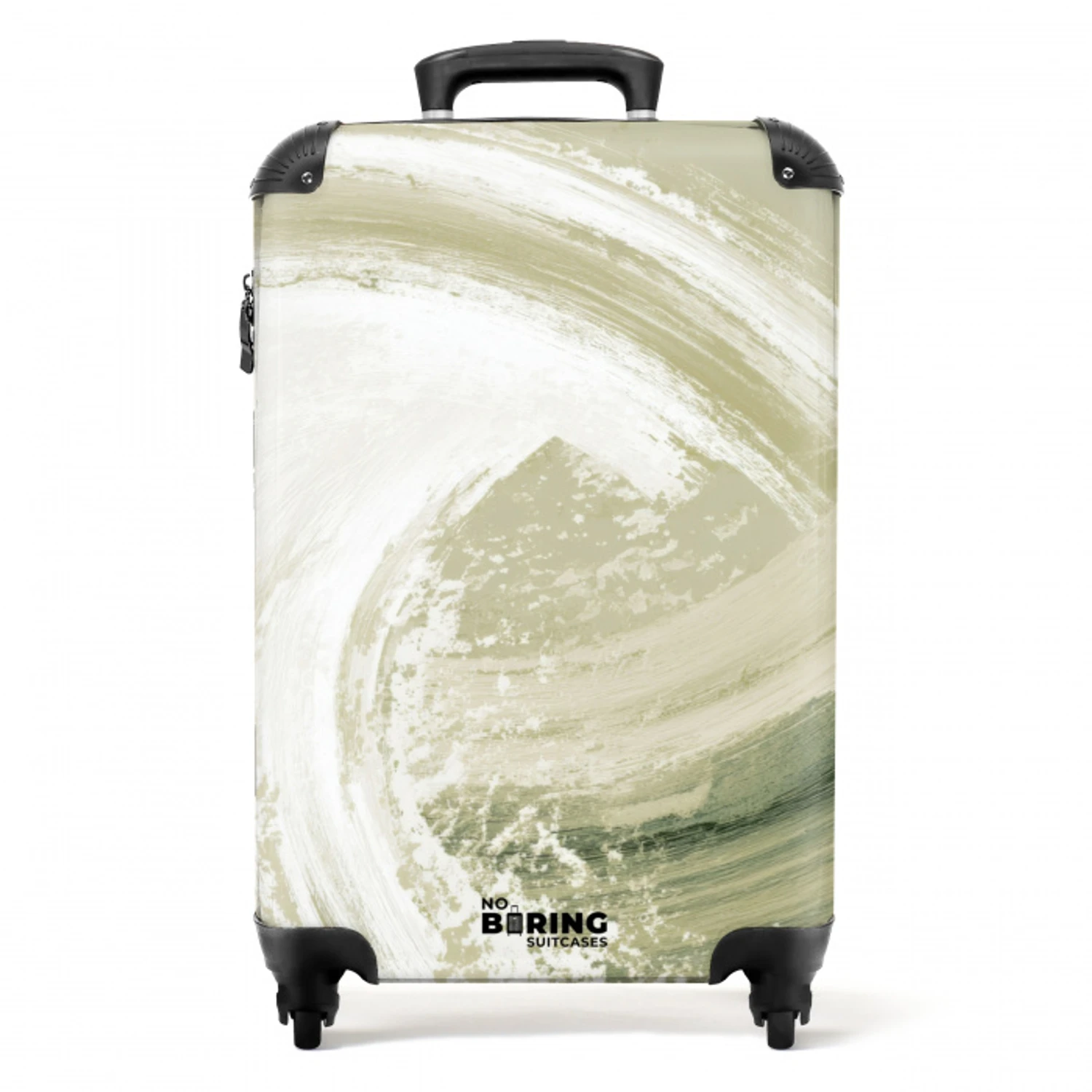 Abstract - Penseelstreken - Golven - Groen NBS - Handbagage koffer - Volwassenen Unisex middel -productfoto_recht