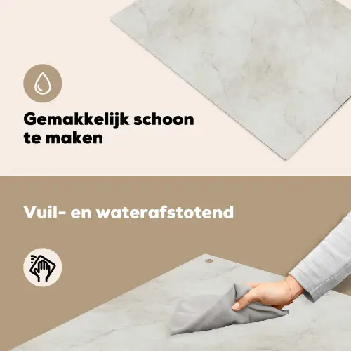 Grijs - Marmer - Aders Inductie beschemer met haakjes klein 777 -ky-schoon-nl