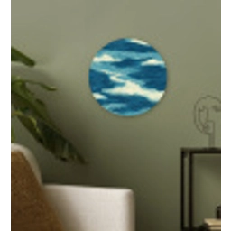 Golven - Abstract - Patroon - Blauw - Wit Wandcirkel kunststof plaat 5mm dik klein 188 -sfeer3
