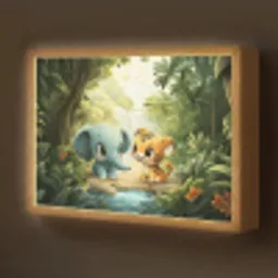 Olifant - Tijger - Bos - Jungle Light Box met batterij (Wandlamp kind) middel -z3d_website