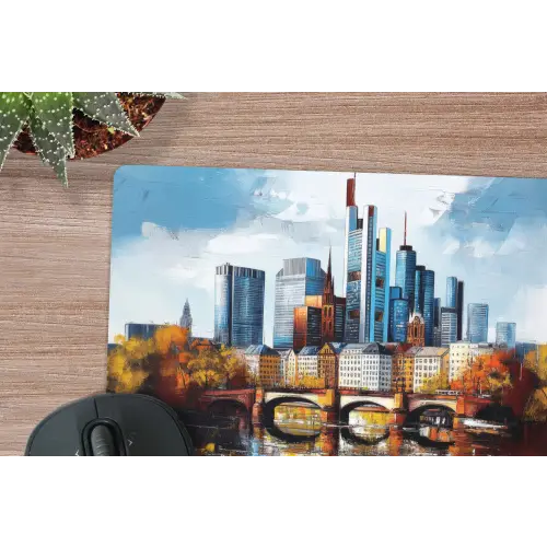 Bomen Frankfurt- Stad - Skyline - Brug muismat rubber klein -closeup