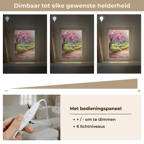 Watercolor - Natuur - Bomen - Kunst - Bloemen Light Box met kabel (Tafellamp) klein -USP_dimbaarNL