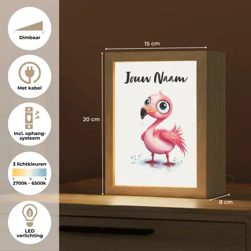 Flamingo - Roze - Water Light Box met kabel (Kinderlampje) klein -USP_NL