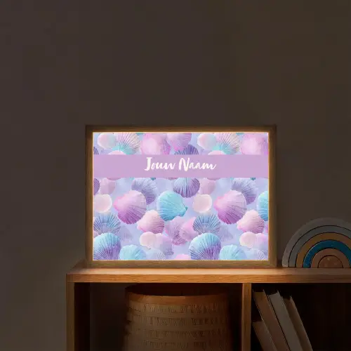 Schelpen - Paars - Blauw - Patroon Light Box met batterij (Wandlamp kind) middel -sfeer1_kind