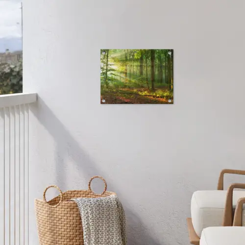Ochtendlicht in het bos tuinposter los doek klein -sfeer8
