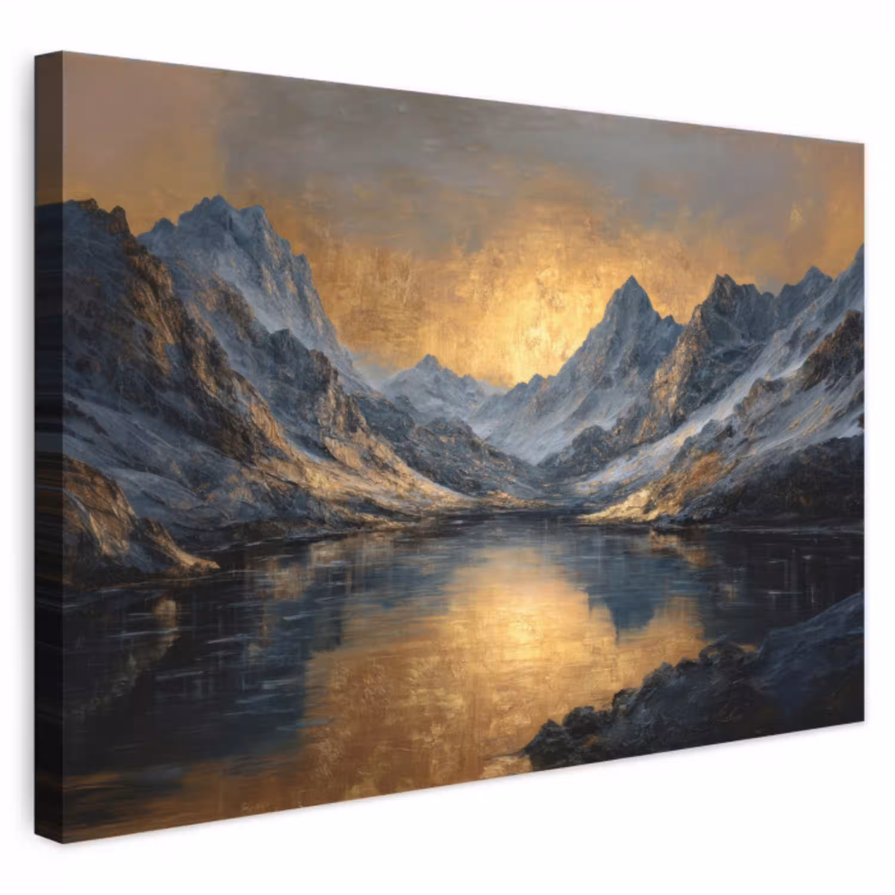 Berglandschap met Gouden Zonsondergang canvas 2cm klein -3d