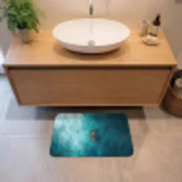 Bootje - Water - Blauw Badmat klein -sfeer1