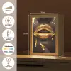 Gouden lippen - Gezicht - Vrouw - Modern Light Box met kabel (Tafellamp) klein -USP_NL