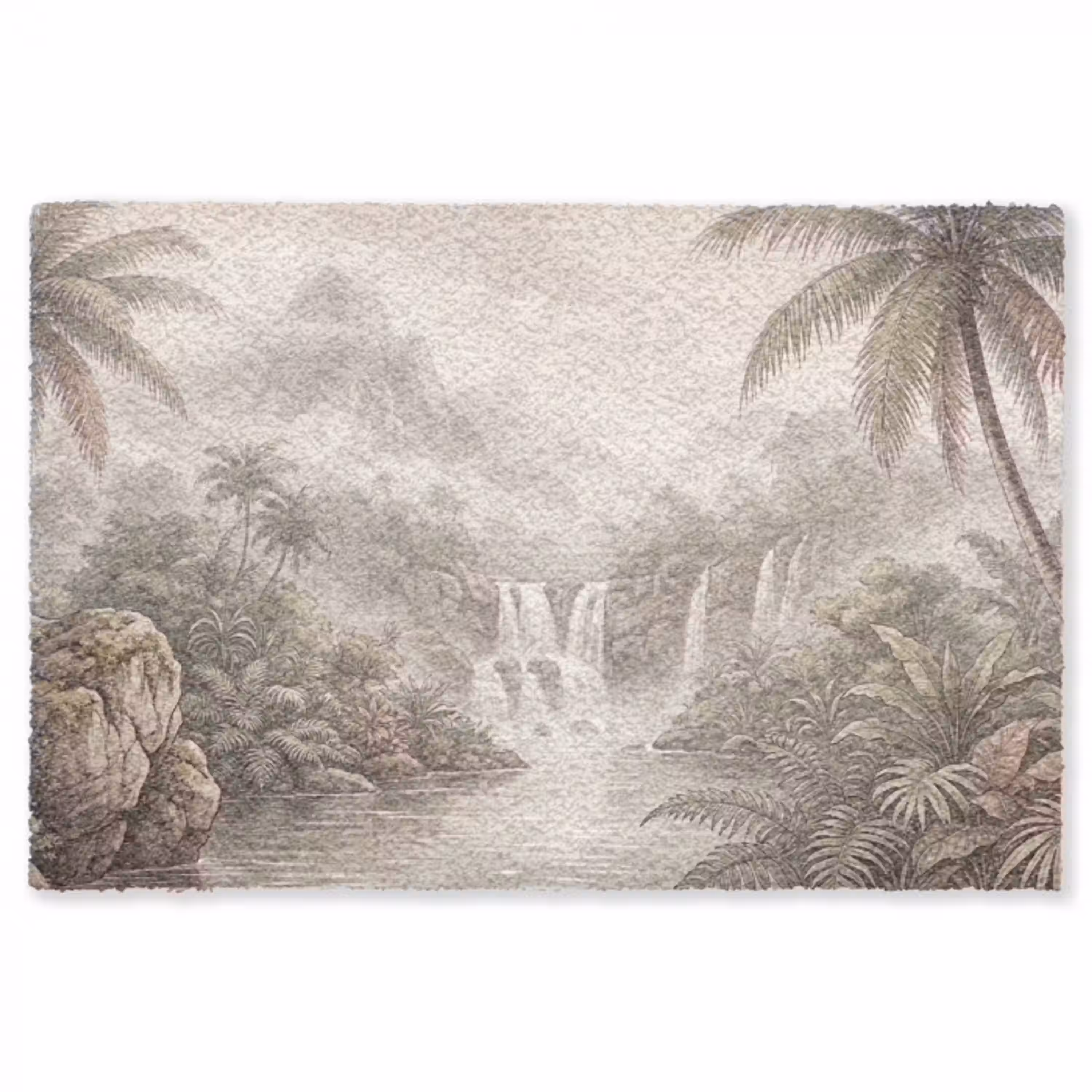 Jungle - Watervallen - Tropisch - Illustratie Vloerkleed Rechthoek klein -3d