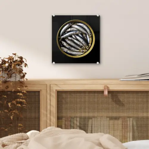 Sardines - Vissen - Rond - Zwart plexiglas 5mm klein -sfeer4