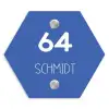 Kobaltblauw - Modern Naambord Hexagon klein -3d