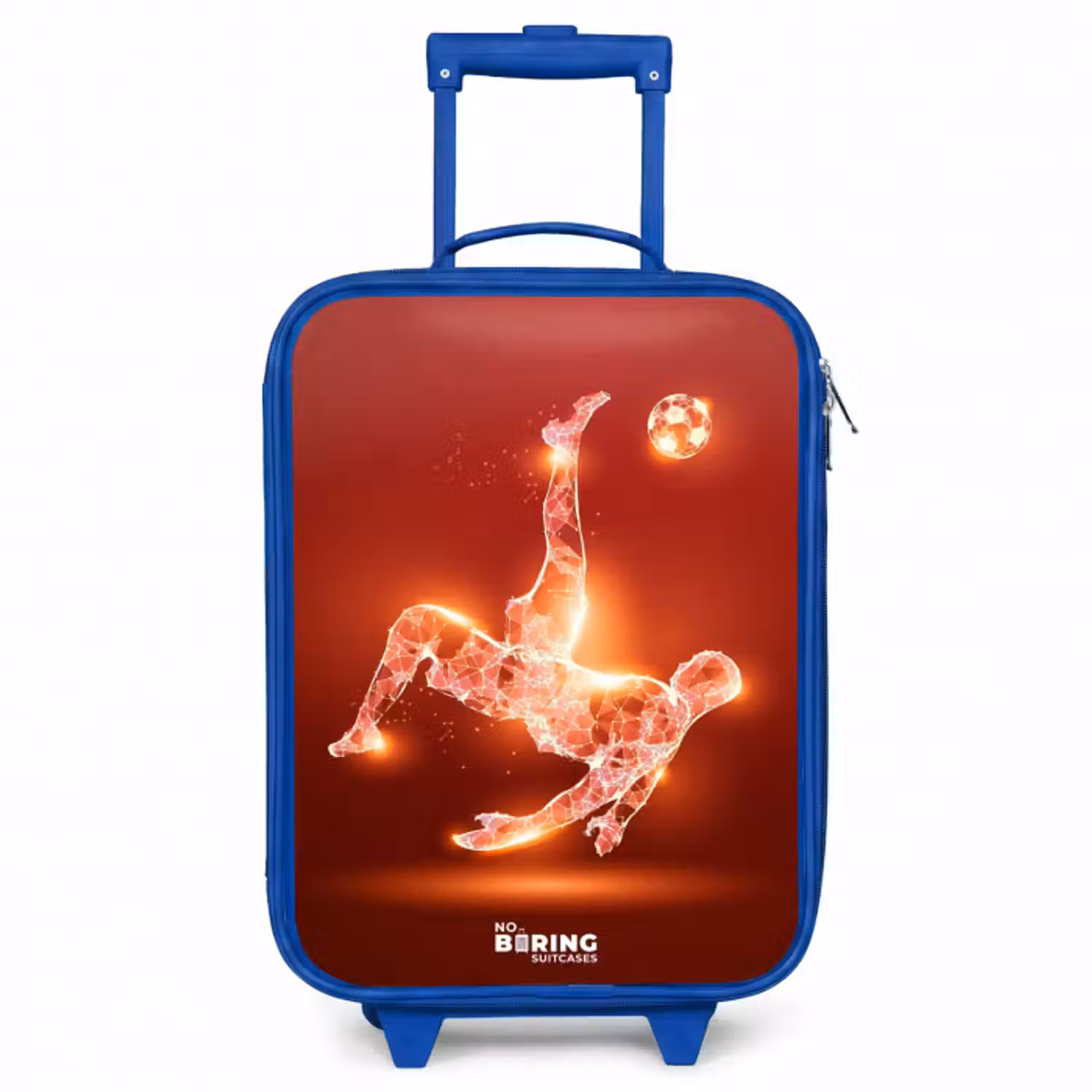 Kinderkoffer - Blauw - Rood gloeiende voetballer in actie