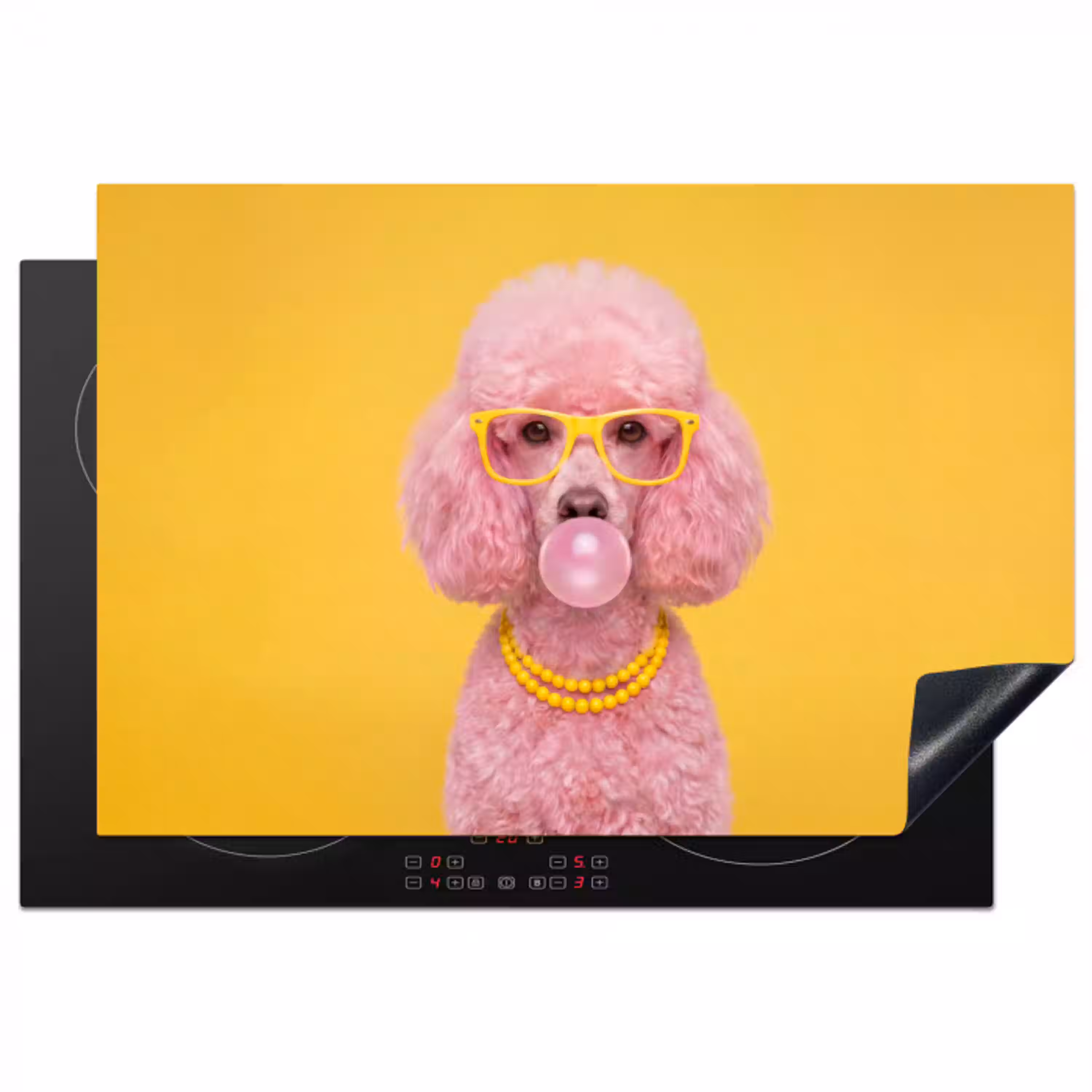 Hond - Kauwgum - Dieren - Modern - Roze Inductie beschermer vinyl 3mm klein -3d