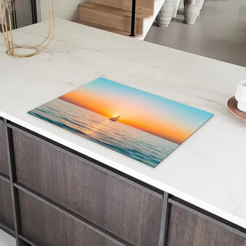 Zee - Zeilboot - Zonsondergang Inductie beschermer vinyl 3mm klein -sfeer8