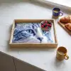 Kat - Patroon - Blauw Dienblad Rechthoek middel -sfeer2