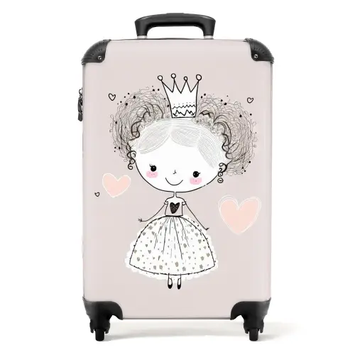 Prinses met krulletjes Koffer - NBS - Handbagage middel -productfoto_recht