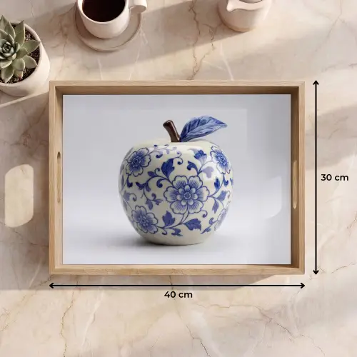 Appel - Blauw - Klassiek Dienblad Rechthoek middel -USP_Formaat