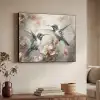 Kolibrie - Vogels - Bloemen - Planten Textielframe zwart klein -sfeer3
