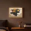 Abstract - Zwart - Goud - Modern Light Box met batterij (Wandlamp) middel -sfeer4