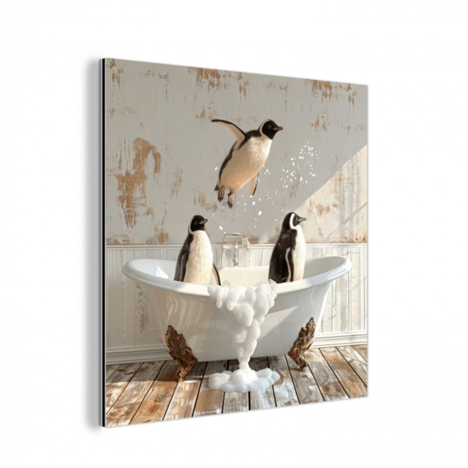 Vintage - Pinguïn - Badkuip - Schuim aluminium wit klein -3d