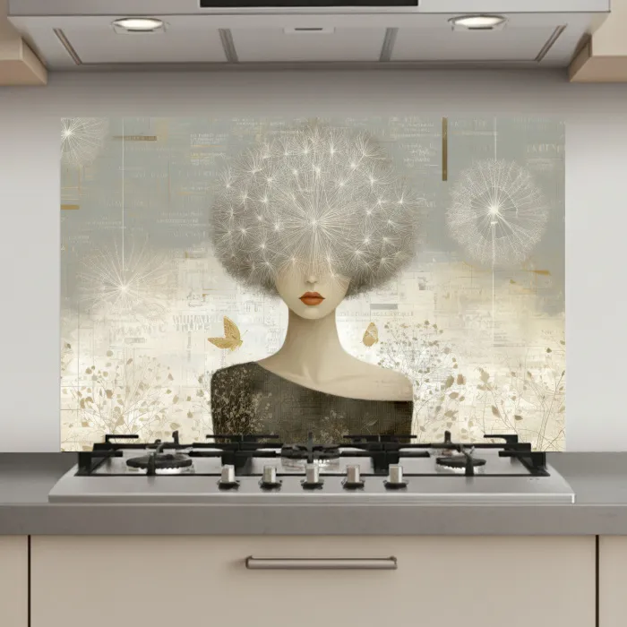 Pluis - Vrouw - Beige keuken achterwand spatscherm klein -3d_website