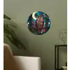 Uil - Mozaïek - Maan - Nacht Wandcirkel behangsticker klein -sfeer2
