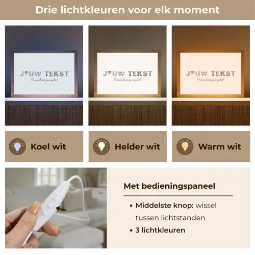 Jouw Tekst - Lettercollage Light Box met kabel (Tafellamp) klein -USP_lichtkleurNL