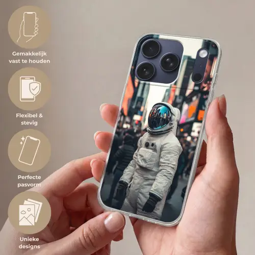 Stad - Mensen - Astronaut - Wit Telefoonhoesje iPhone 17 Pro klein -sfeer3_NL
