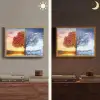 Seizoenen - Kunst - Boom - Herfst - Winter Light Box met batterij (Wandlamp) middel -sfeer3