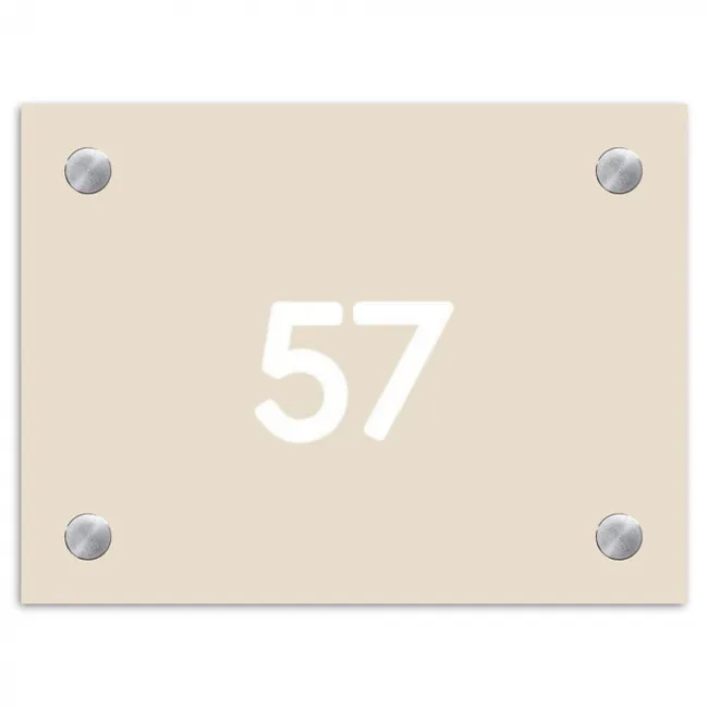 Effen - Beige - Traditioneel Naambord Rechthoek middel -3d