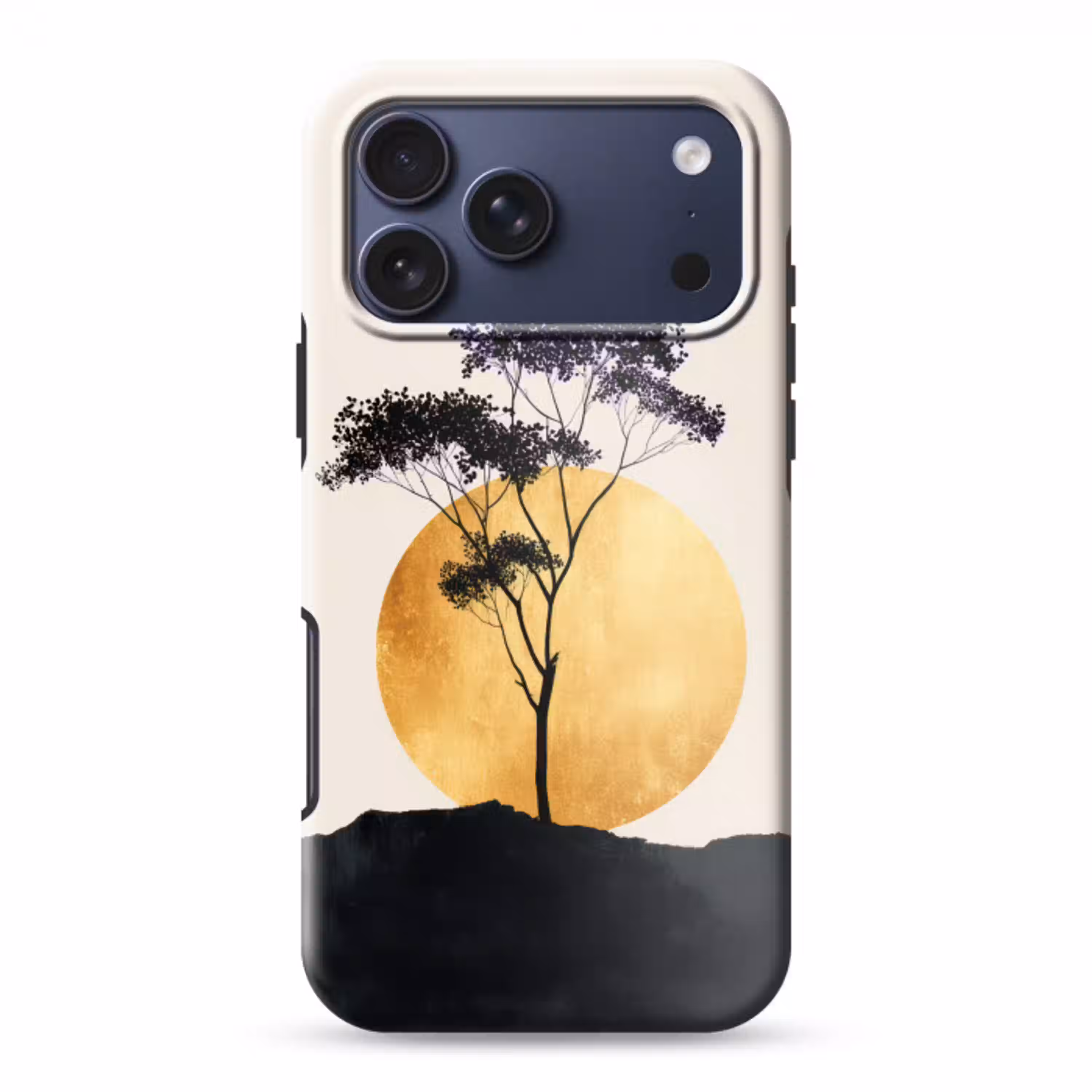 Zwarte boom - Gouden cirkel - Heuvel Toughcase MagSafe Apple iPhone 17 Pro Max klein -3d