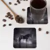 Paard - Magisch - Zwart onderzetter kurk middel -sfeer2