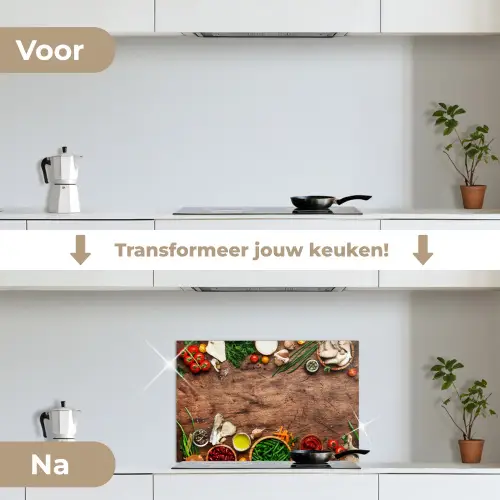 Kruiden - Groente - Rustiek keuken achterwand spatscherm klein -voor_na_NL