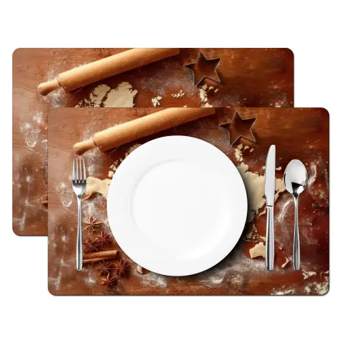 Wereldkaart - Koekjesdeeg - Warme baksfeer Placemat vinyl groot -zzsfeer2_Kitchenyeah-website