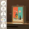 Retro - Jongen - Hond - Rood - Groen Light Box met kabel (Tafellamp) klein -USP_NL