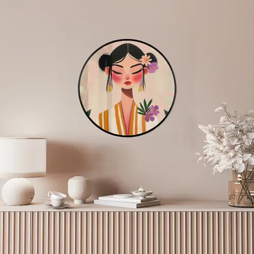 Vrouw - Bloemen - Pastel Fotolijst rond zonder passe partout klein -sfeer3