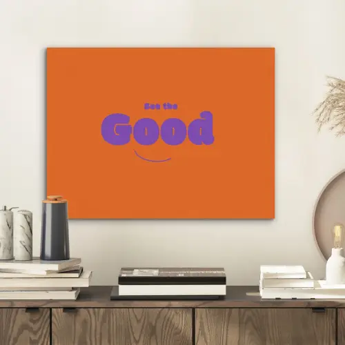 See the good - Paars - Oranje - Smiley PET vilt klein -sfeer1