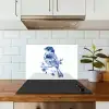 Vogel - Delfts blauw - Illustratie - Bloemen keuken achterwand spatscherm klein -sfeer2