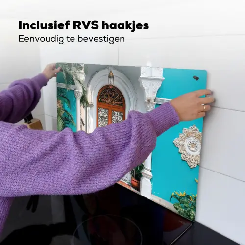 Zuilen - Sierlijke - Deur - Blauw Inductie beschemer met haakjes klein -ky-ophangen-nl