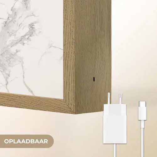 Marmer - Zuiver - Grijs - Aders Light Box met batterij (Wandlamp) middel 907 -USP_websiteoplaadbaarNL