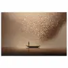 Bootje - Blaadjes - Goud - Water poster papier klein -3d