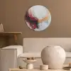 Rood - Abstract - Goud - Modern Akoestische PET Vilt - Rond klein -sfeer1