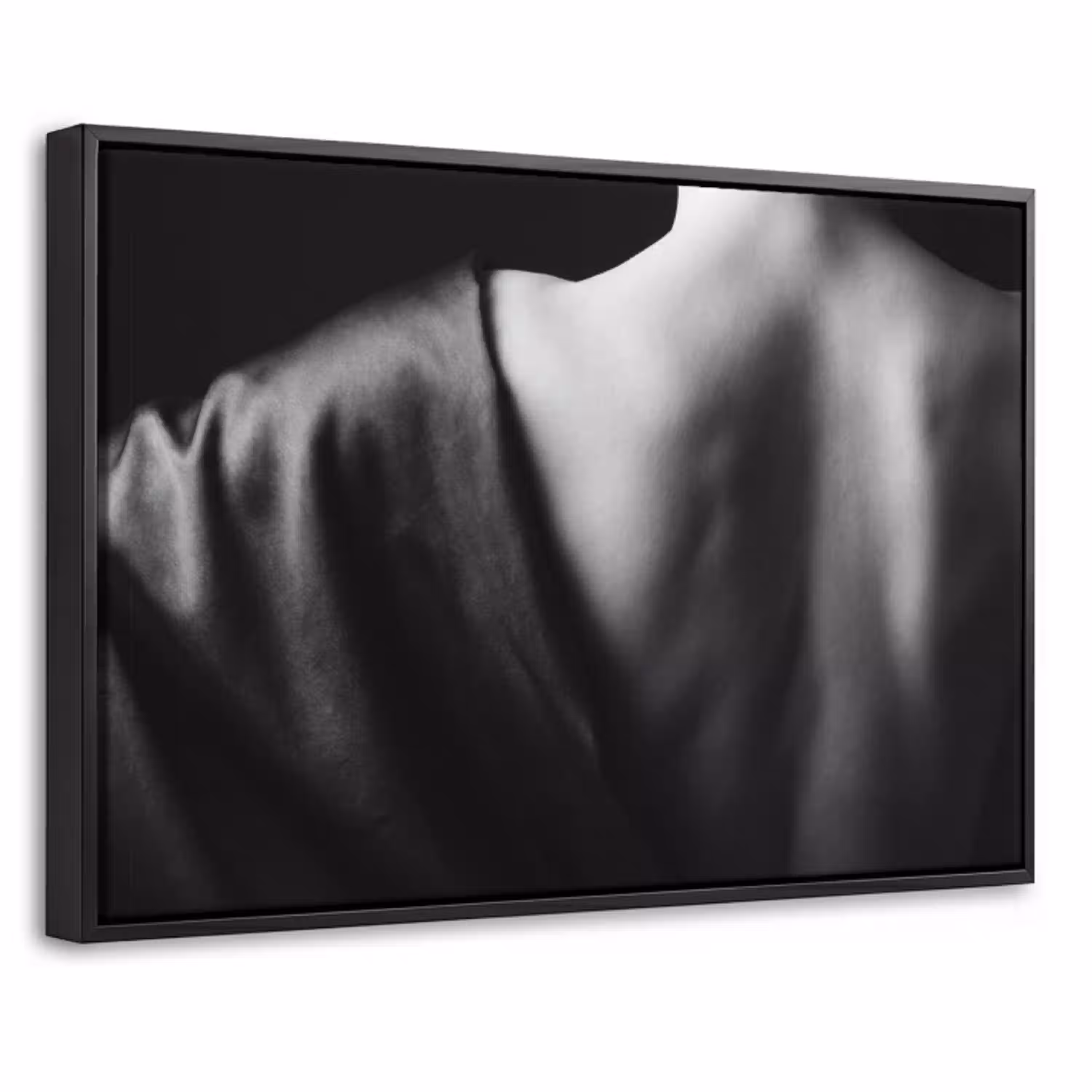 Schouder - Zijde - Rug - Zwart - Wit - Elegant Canvas met baklijst klein -threedimensional_3d_global